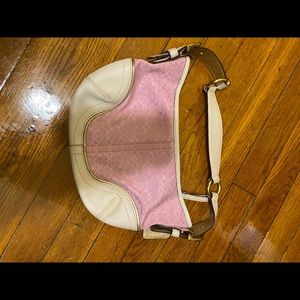 Pink coach canvas shoulder bag